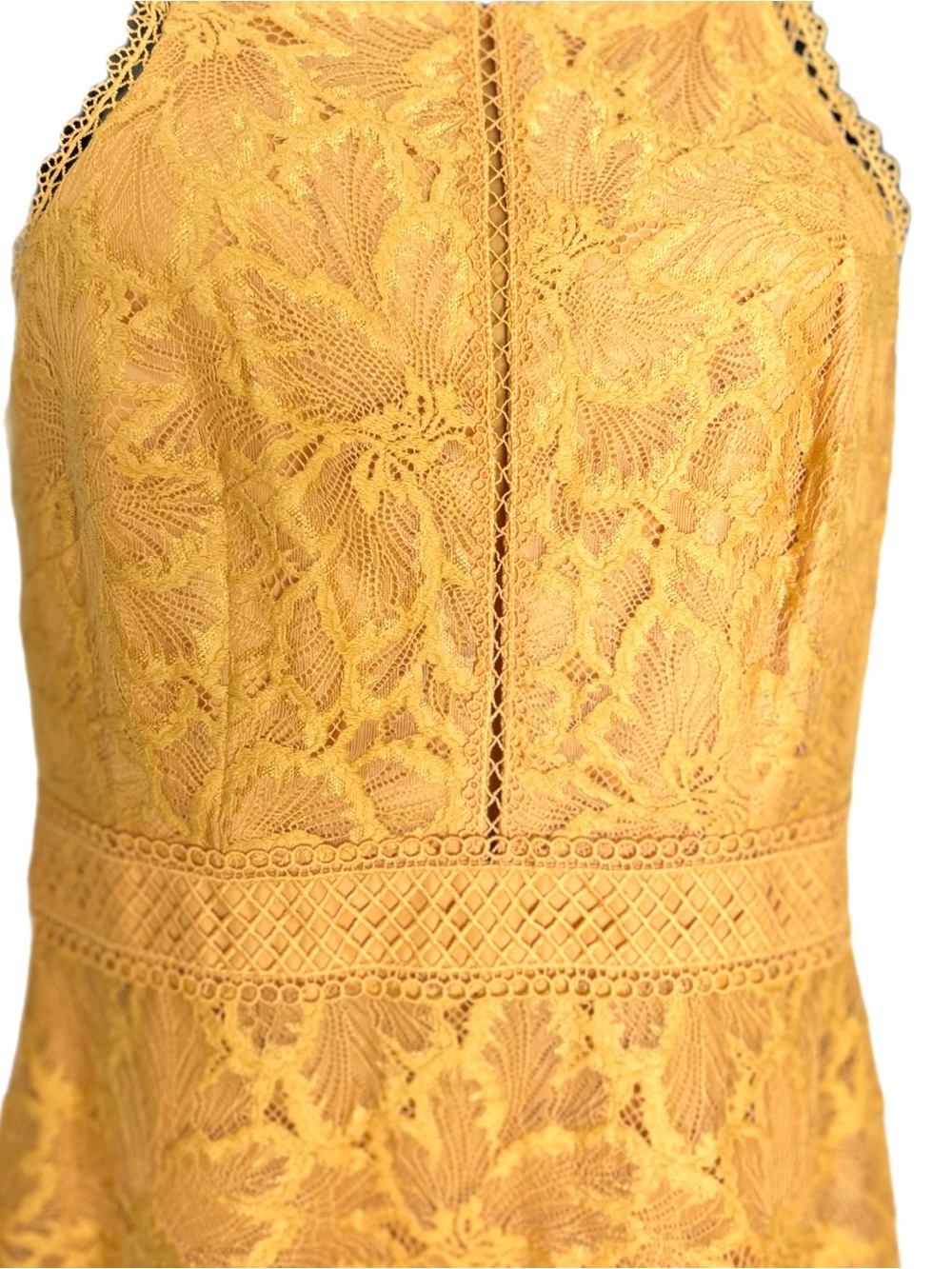 ANTONIO MELANI Yellow Lace Midi Dress *NWOT - Picture 6 of 16